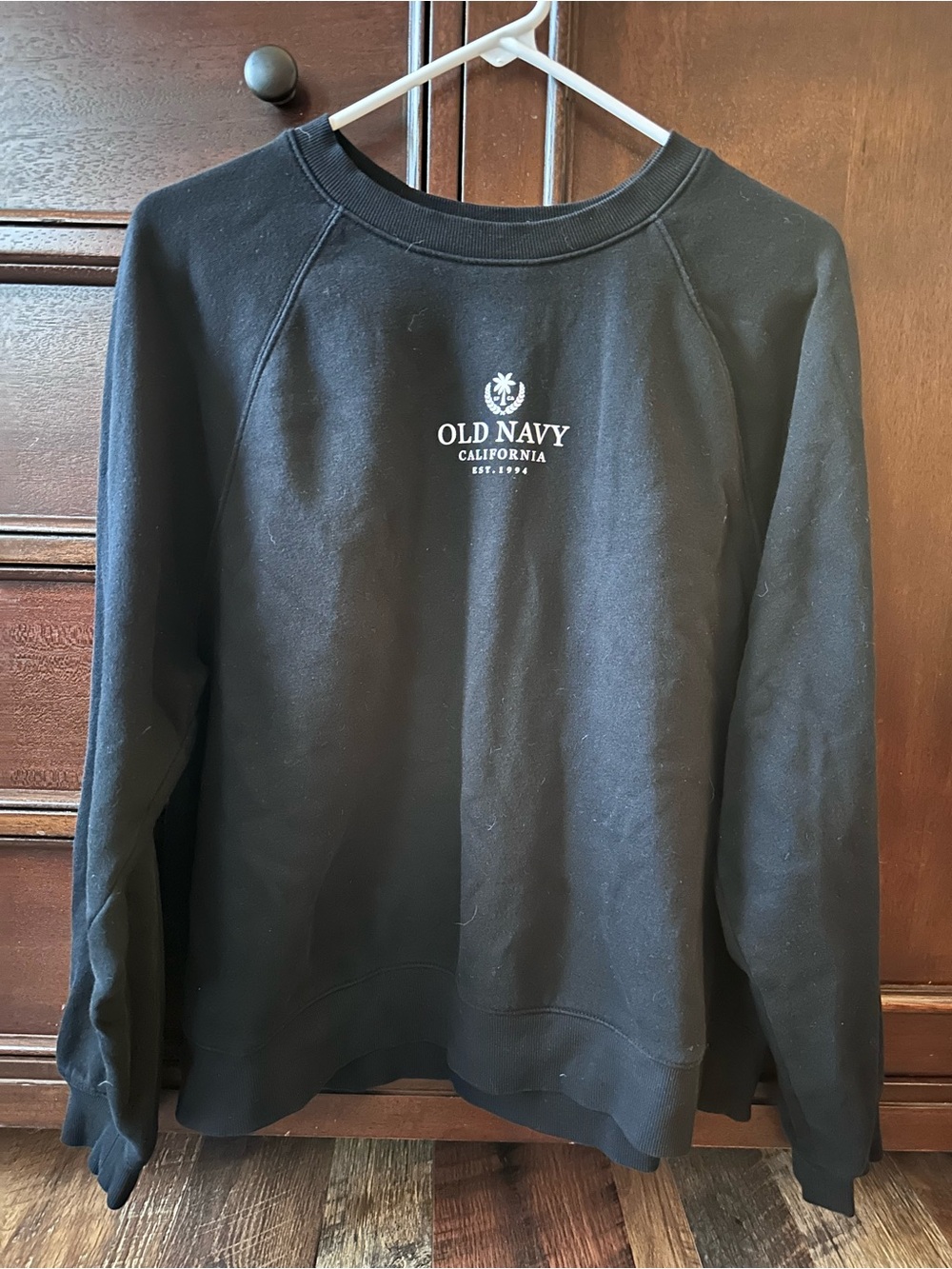 Old Navy Black Crewneck Sweatshirt with White Logo